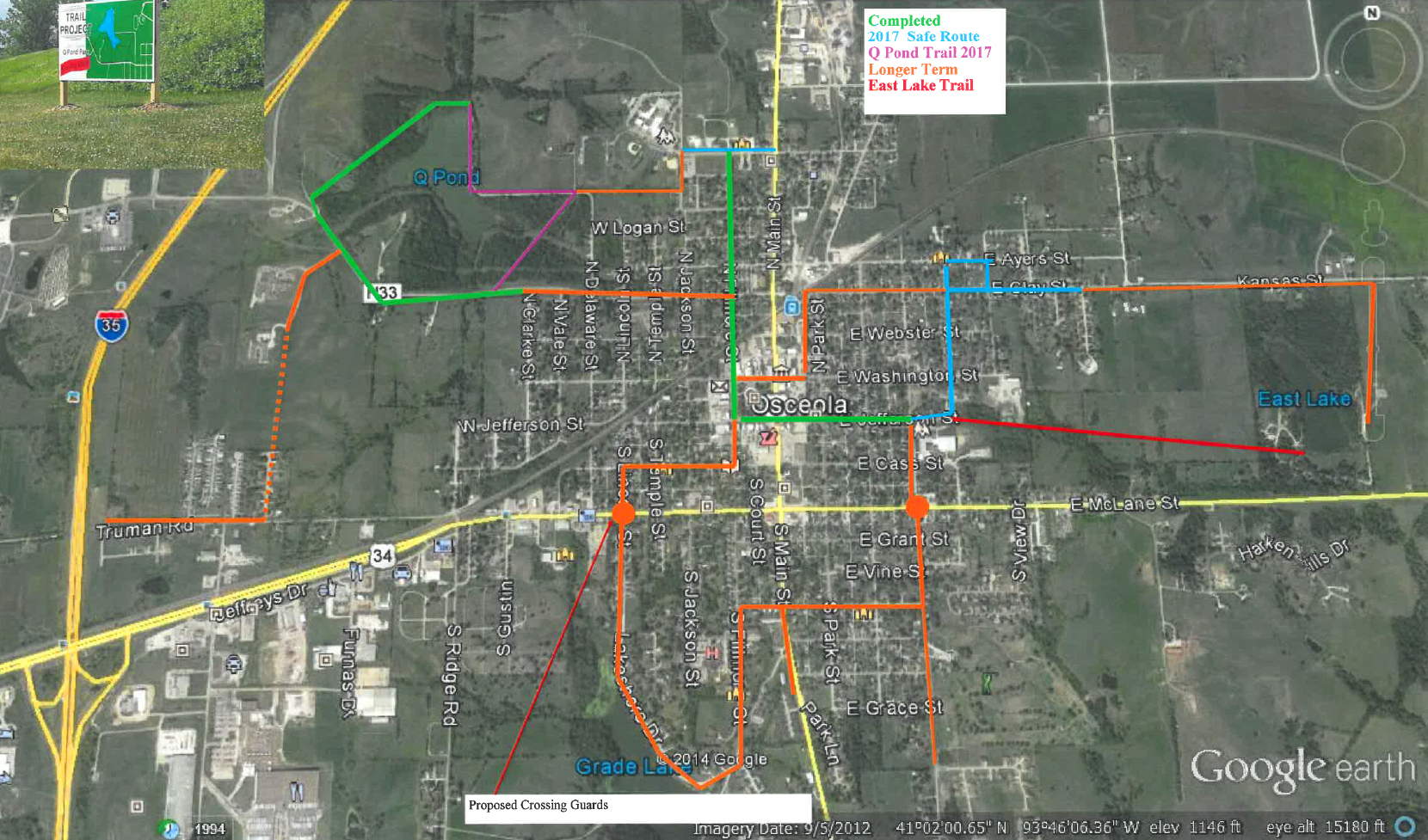 Osceola map with sidewalk program safe routes q-pond