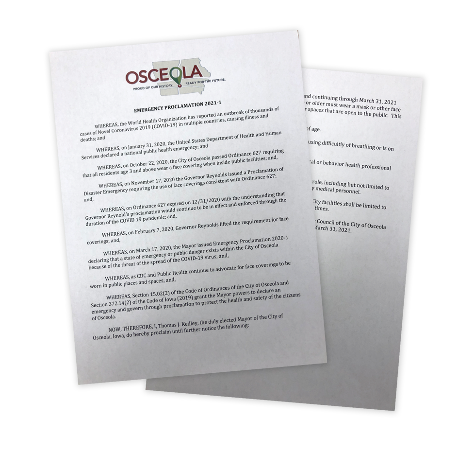 covid-19 proclamation in osceola iowa